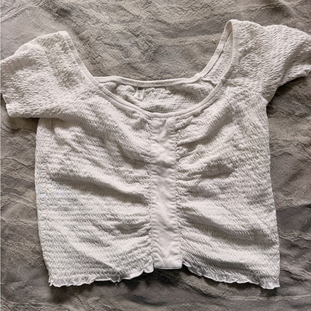 BP White Textured Crop Top